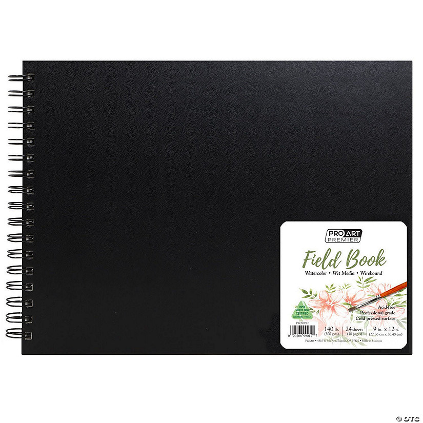 Pro Art Premier Hardcover Watercolor Field Book 9"x 12" 140lb Wirebound 24 Sheets Image