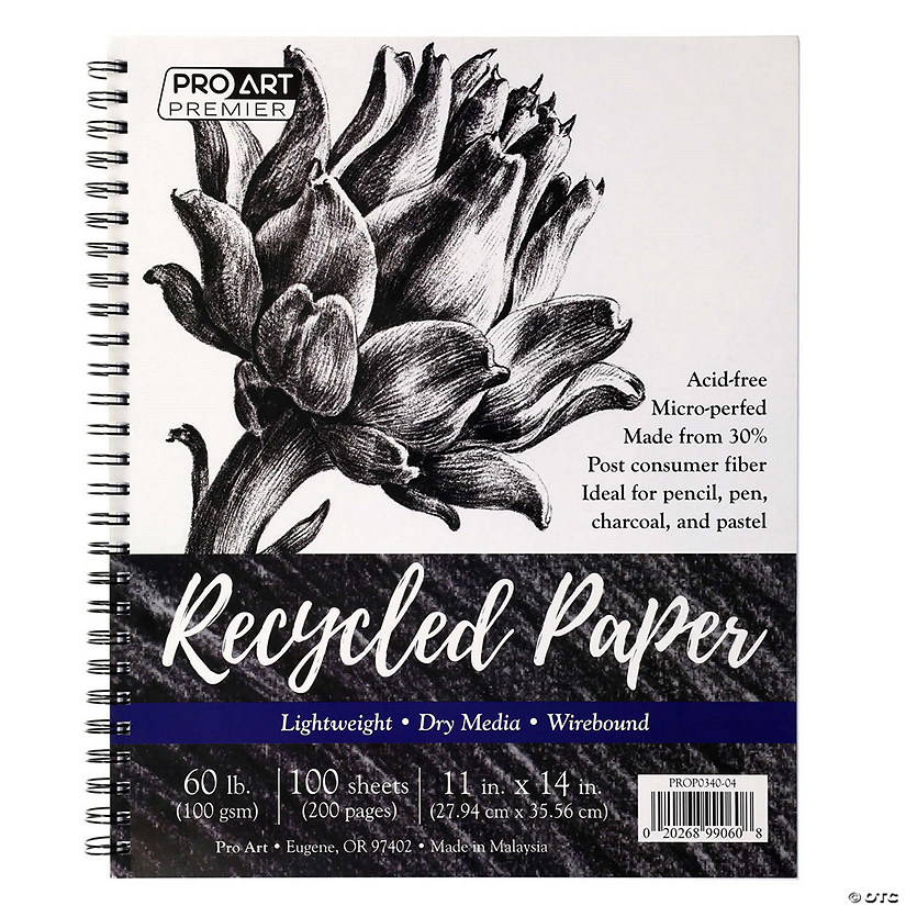 Pro Art Premier Recycled Sketch Pad 11"x 14" 60lb Wirebound 100 Sheets Image