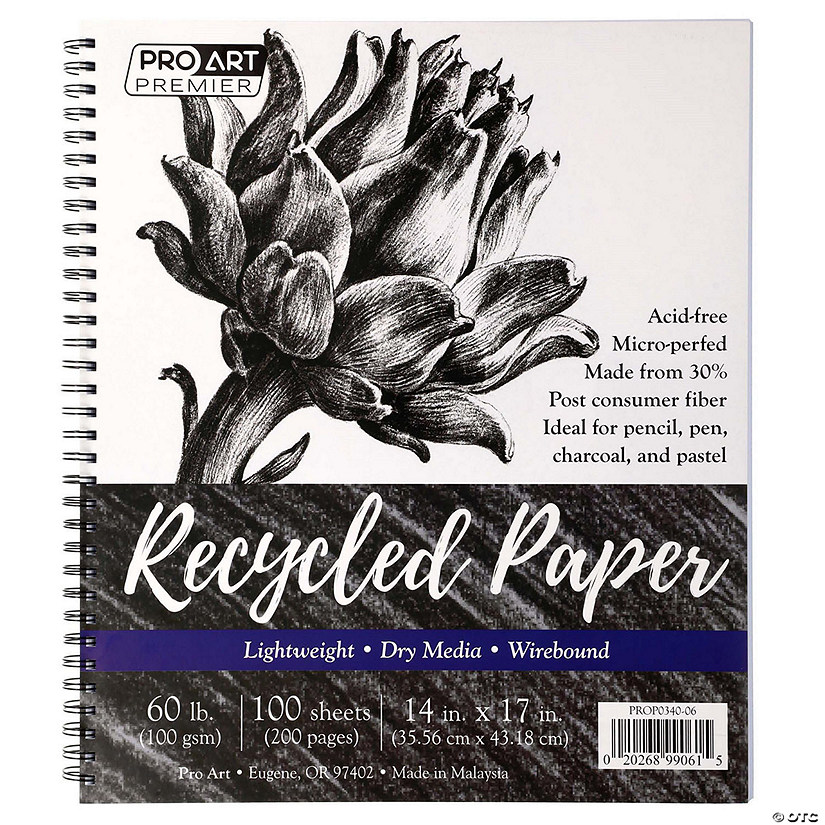 Pro Art Premier Recycled Sketch Pad 14"x 17" 60lb Wirebound 100 Sheets Image