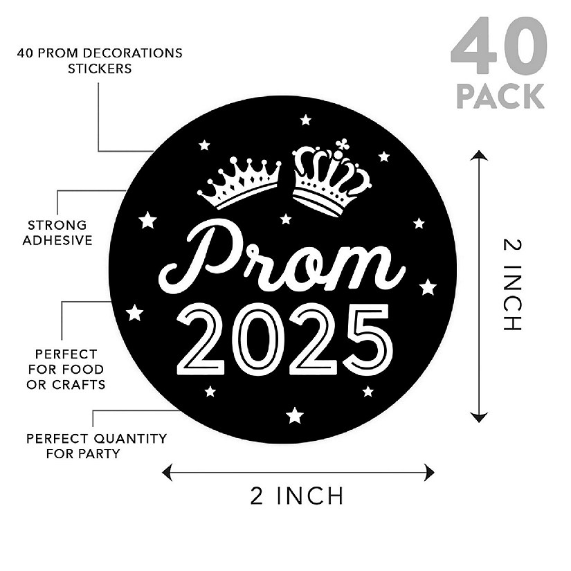 Prom Night Round Sticker Black, 40PC Image