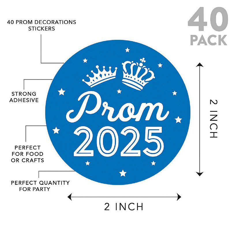 Prom Night Round Sticker Blue, 40PC Image