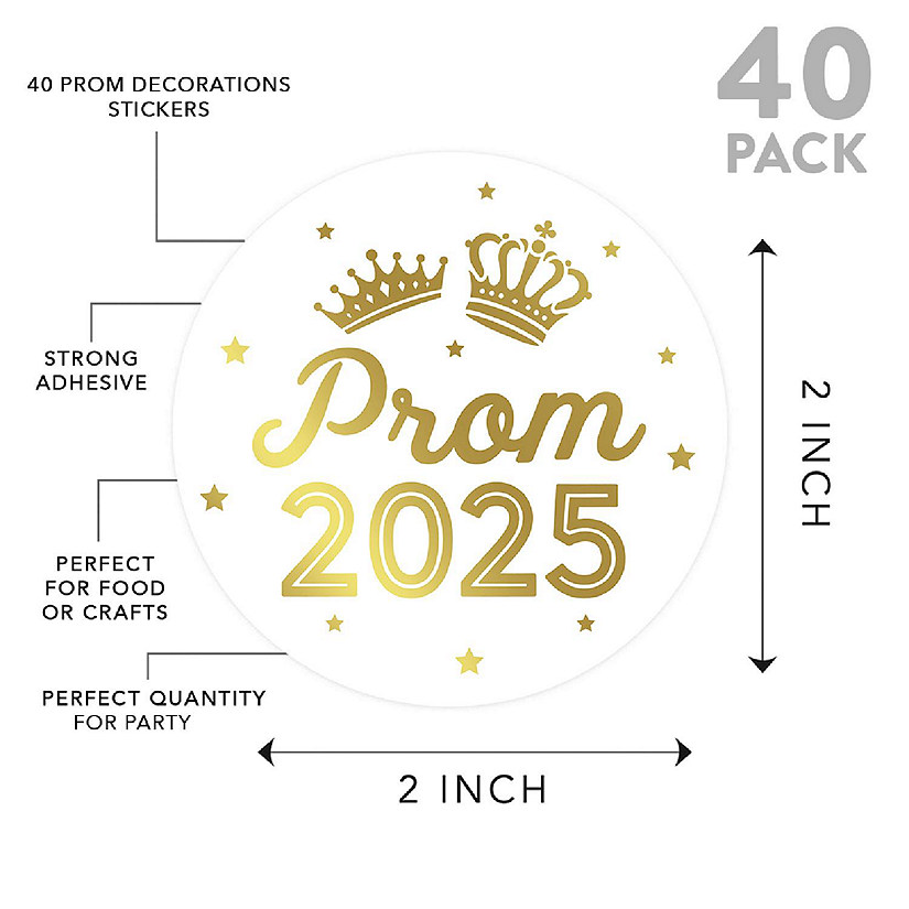 Prom Night Round Sticker Gold, 40PC Image