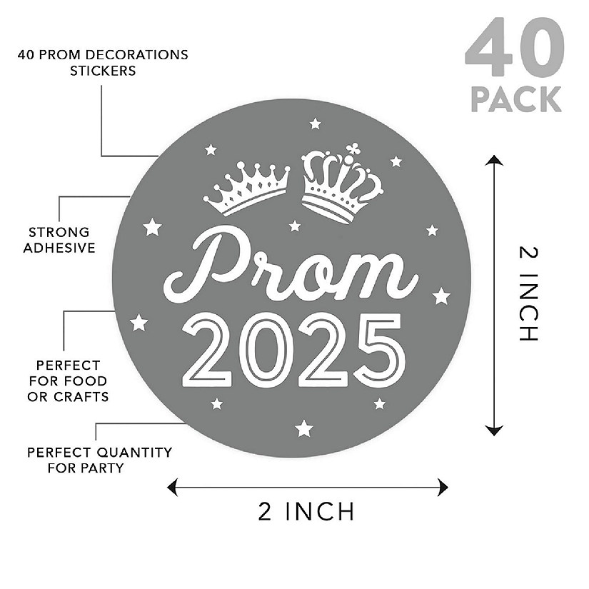 Prom Night Round Sticker Gray, 40PC Image
