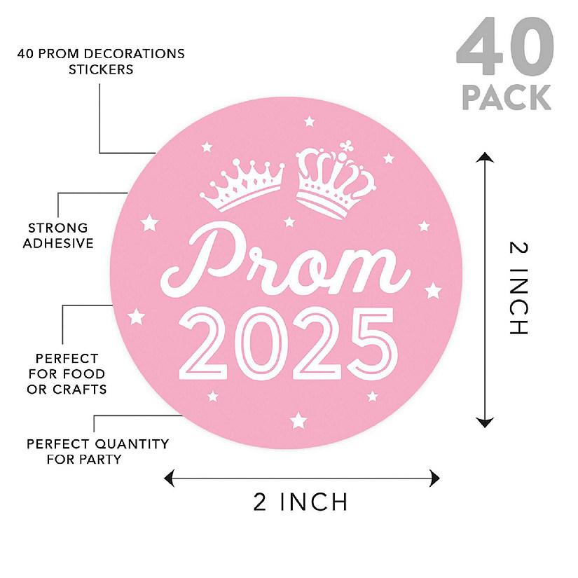 Prom Night Round Sticker Pink, 40PC Image