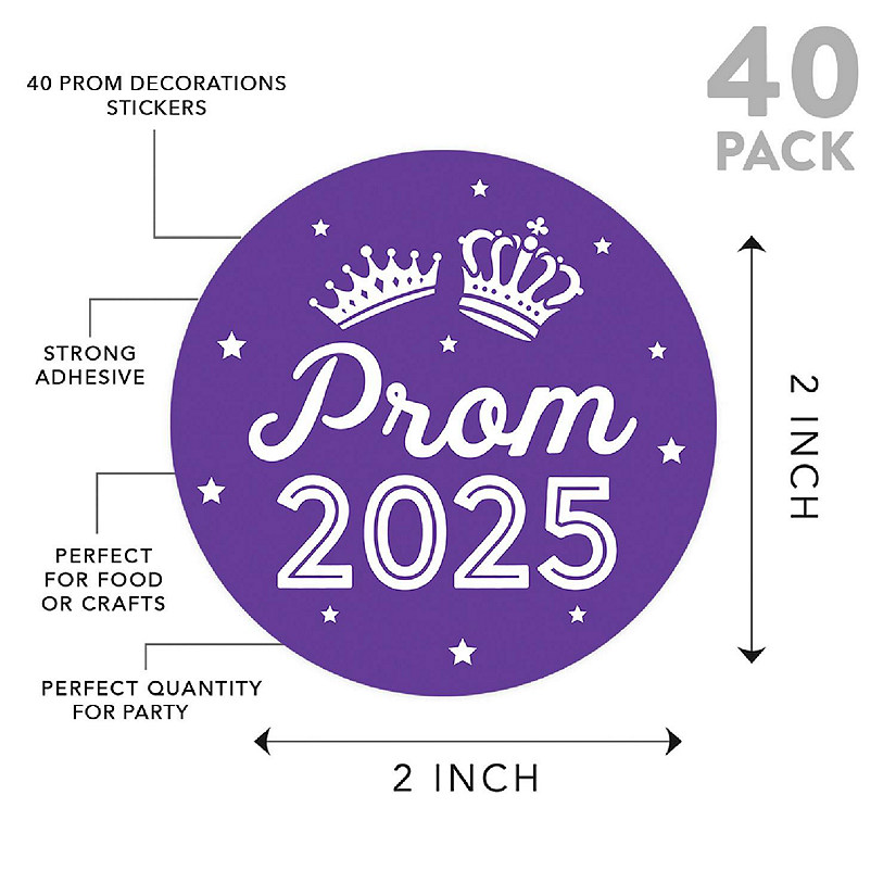 Prom Night Round Sticker Purple, 40PC Image