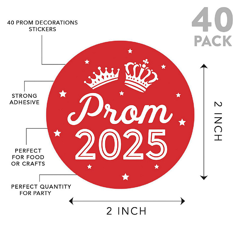 Prom Night Round Sticker Red, 40PC Image
