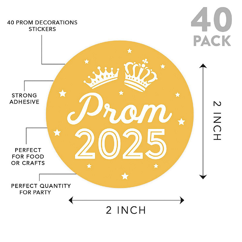 Prom Night Round Sticker Yellow, 40PC Image