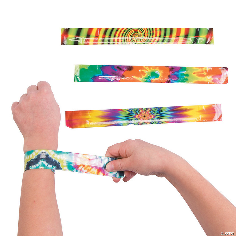Psychedelic Tie-Dye Slap Bracelets - 12 Pc. Image
