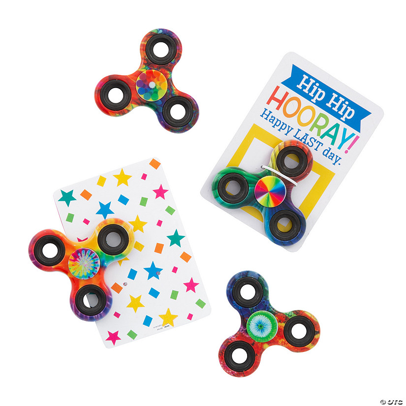 Psychedelic Tie-Dyed Fidget Spinners with End-of-Year Card - 12 Pc. Image