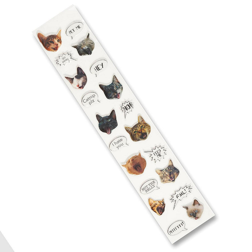 Puffy Adorable Cat Stickers For Note Book & Journal Decorations  Sheet of 20 Image