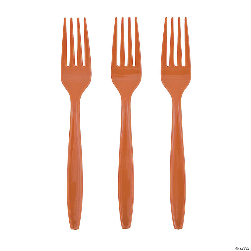 Pumpkin Orange Plastic Forks - 24 Ct. Image