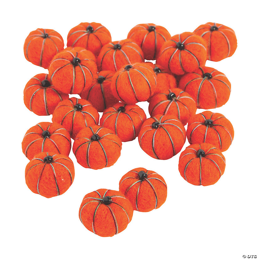 Pumpkin Pom-Poms - 24 Pc. Image