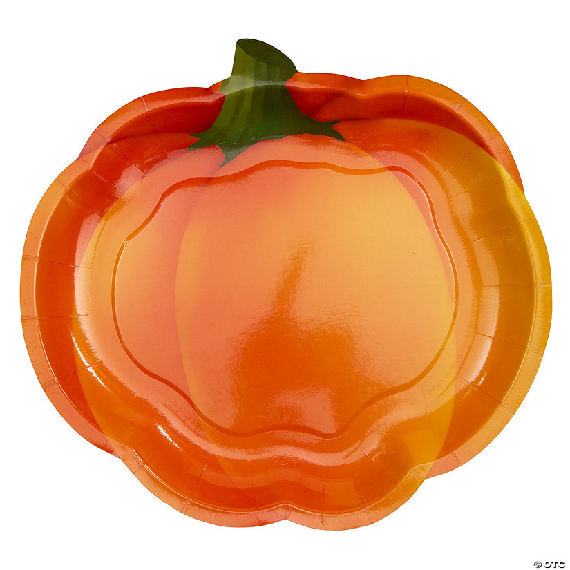 Pumpkin-Shaped Dinner Plates &amp;#8211; 8 Ct. Image
