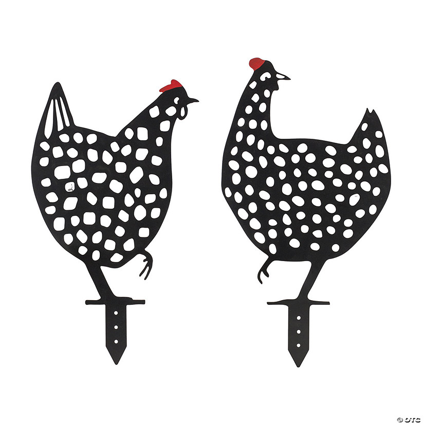 Punched Metal Chicken Garden Stake (Set Of 4) 12"L X 22"H, 12.75"L X 23"H Iron Image