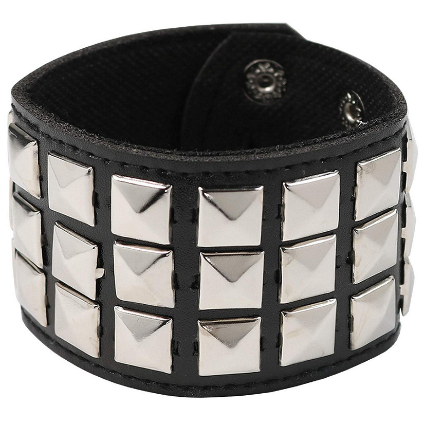Punk Leather Stud Bracelet - Leather Cuff Biker Bracelet with Studs for Men, Women and Kids Image