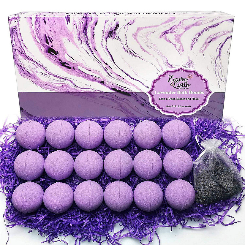 Pure Parker 18 Lavender Bath Bombs Gift Set with Essential Oils and Natural Ingredients Image