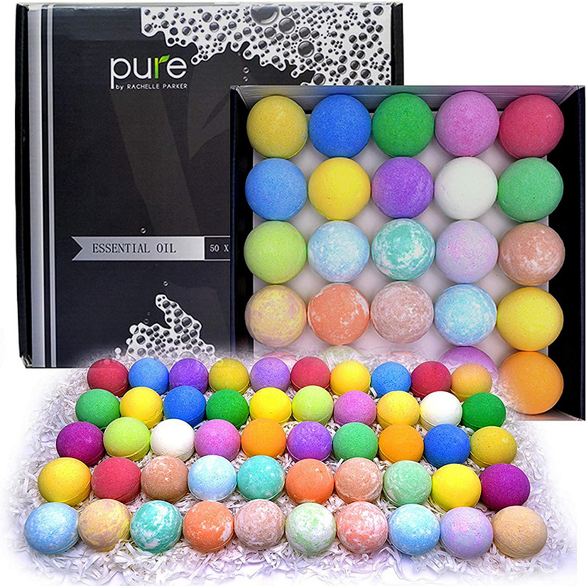 Pure Parker - 50 Natural Bath Bombs Gift Set. Essential Oils, Moisturizing, Sulfate Free Image