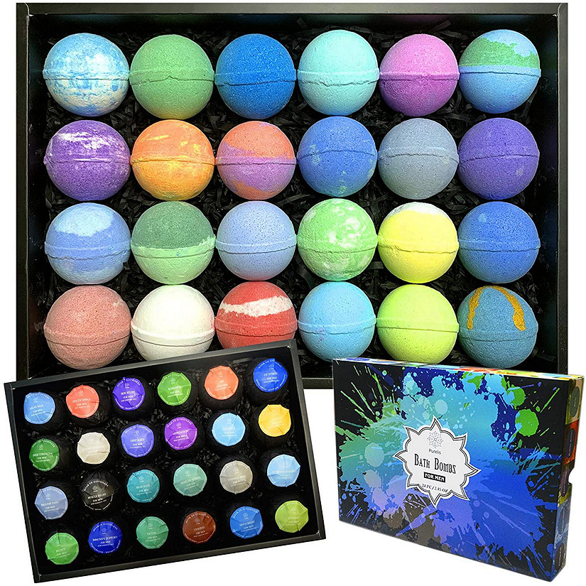 Purelis 24 Bath Bombs Gift Set for Men with Shea Butter Image