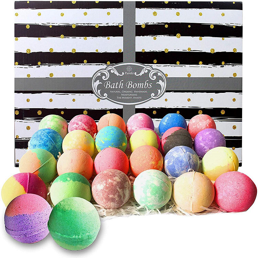 Purelis 24 Bath Bombs Gift Set, Natural Image