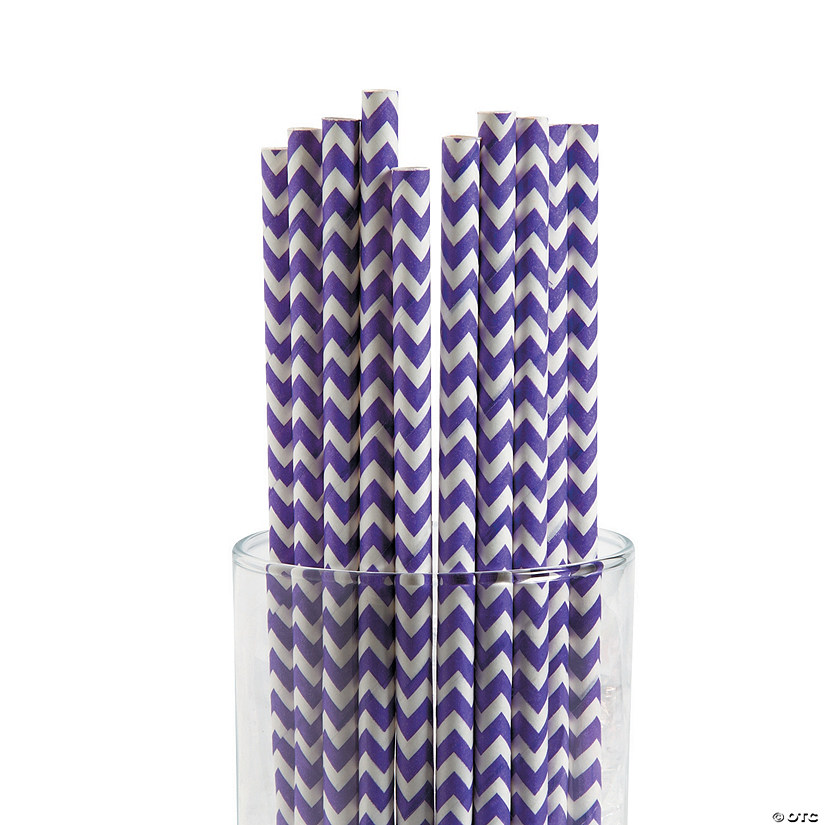 Purple Chevron Paper Straws - 24 Pc. Image
