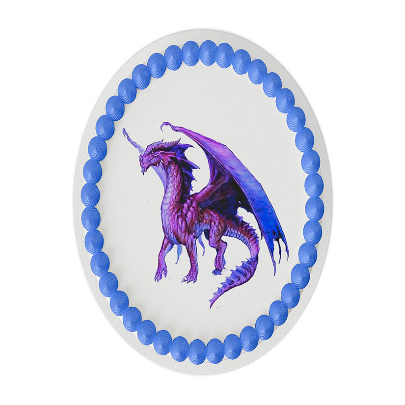 Purple Dragon 8" Round Edible Cake Topper Image