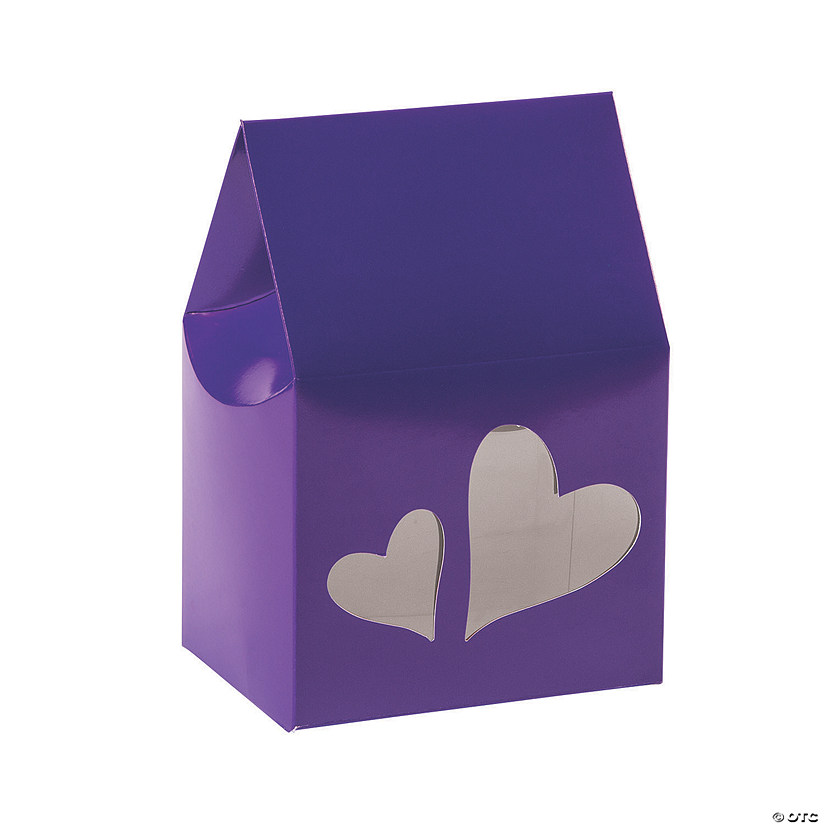 Purple Favor Boxes with Heart Cutouts - 12 Pc. Image