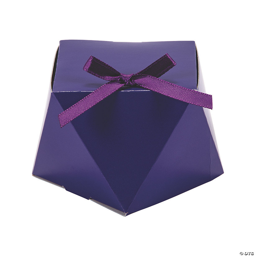 Purple Geometric Favor Boxes with Bow - 12 Pc. Image