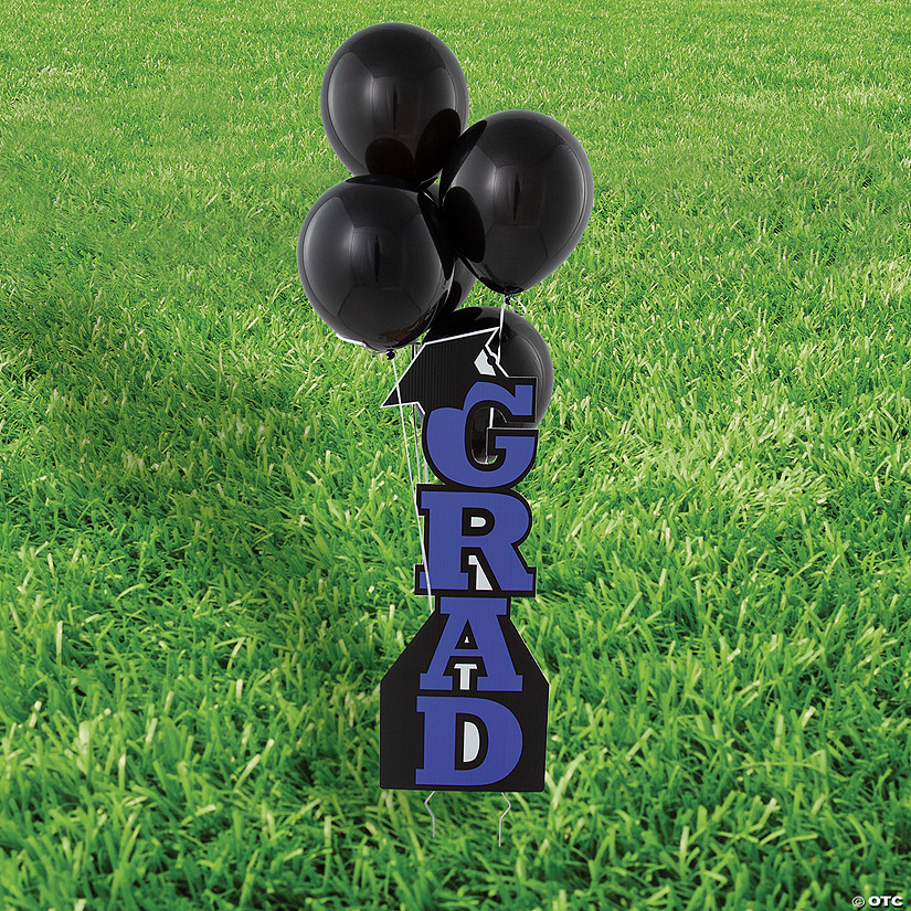 Purple Grad Vertical Yard Sign Kit with Black 11" Latex Balloons - 21 Pc. Image