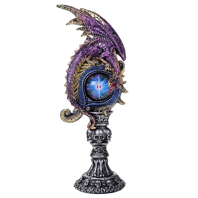Purple Guardian Dragon On Ocular Tower Figurine Tabletop Display Image