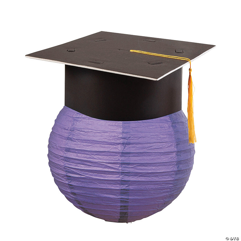 Purple Hanging Paper Lantern with Graduation Cap Decorating Kit - 12 Pc. Image