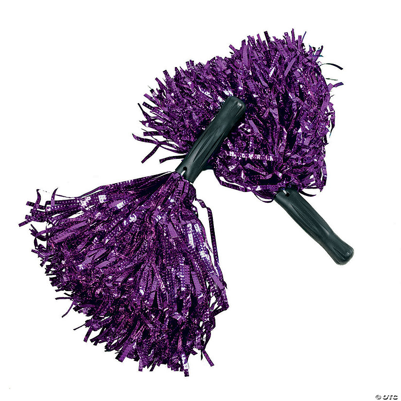 Purple Metallic Cheer Pom-Poms - 12 Pc. Image