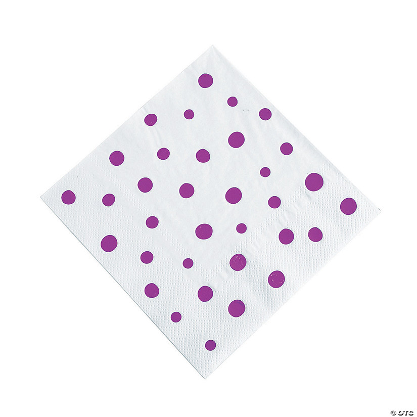 Purple Metallic Polka Dot Luncheon Napkins - 32 Pc. Image