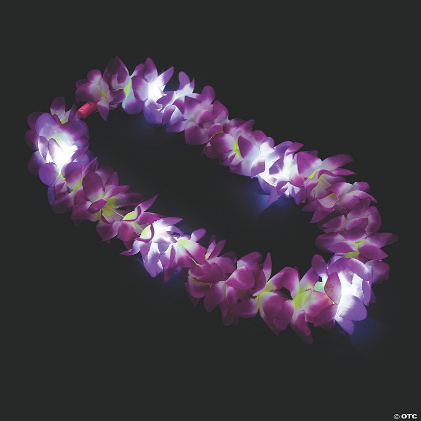 Purple Orchid Hawaiian Light-Up Polyester Leis- 12 Pc. Image