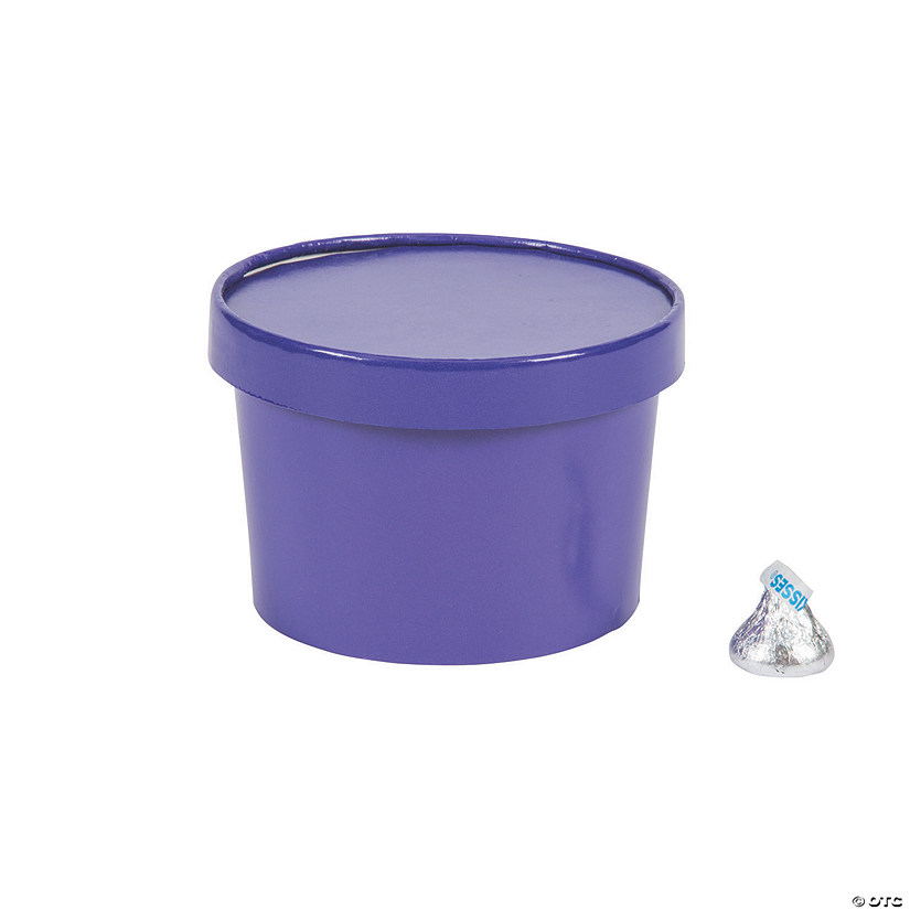 Purple Round Disposable Paper Favor Boxes with Lid - 12 Pc. Image