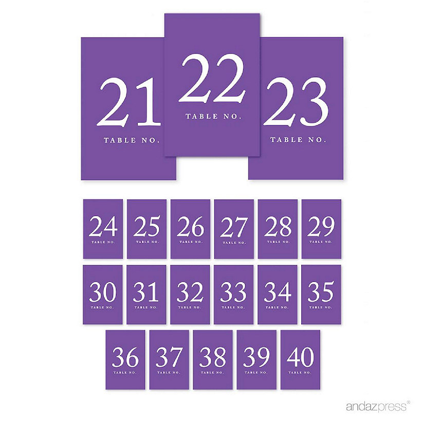 Purple Table Numbers 21 40 Image