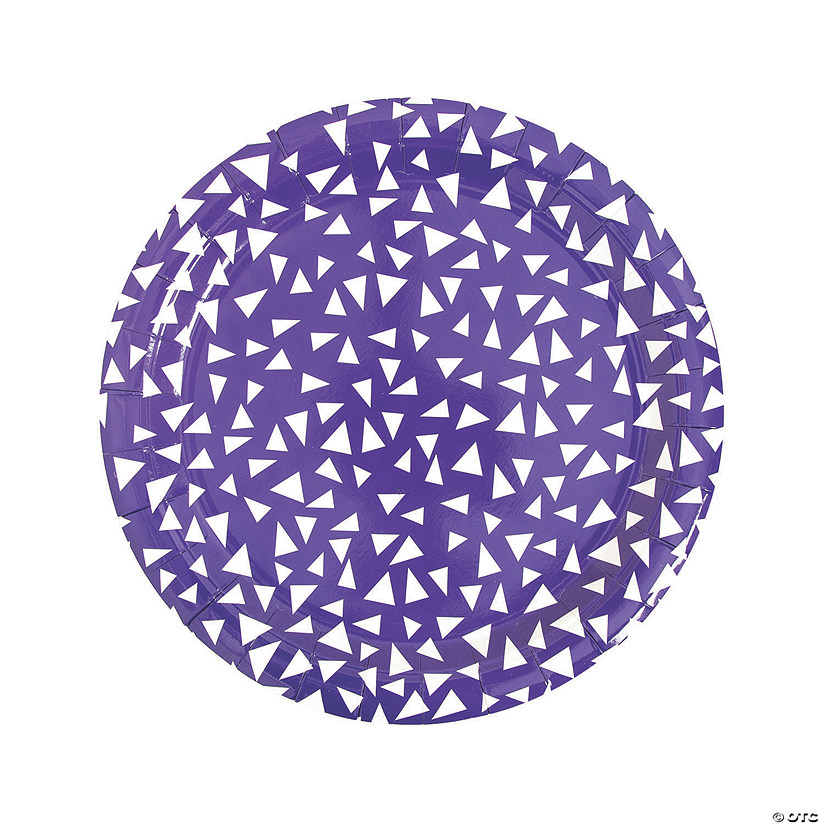 Purple Terrazzo Triangle Print Round Paper Dinner Plates - 8 Ct. Image