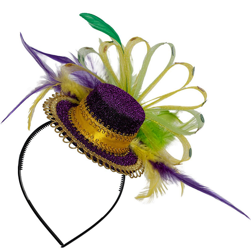 Purple Top Hat Headband - Mardi Gras Mini Hat Dress Up Hair Costume Accessories Head Band for Women and Children Image