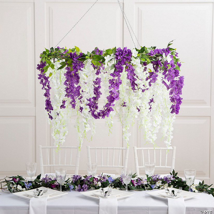 Purple Wisteria Floral Garland Hanging Decoration Kit - Makes 1 Image