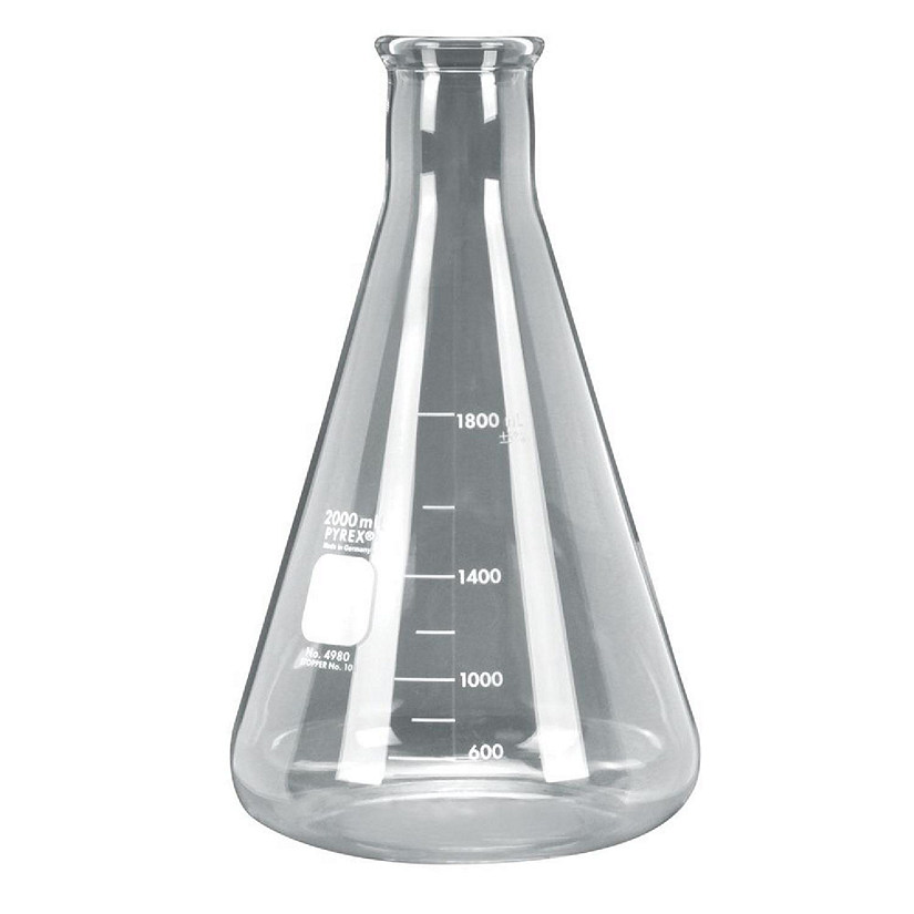 Pyrex   Glass Erlenmeyer Flask, Measuring, 2,000 mL Image