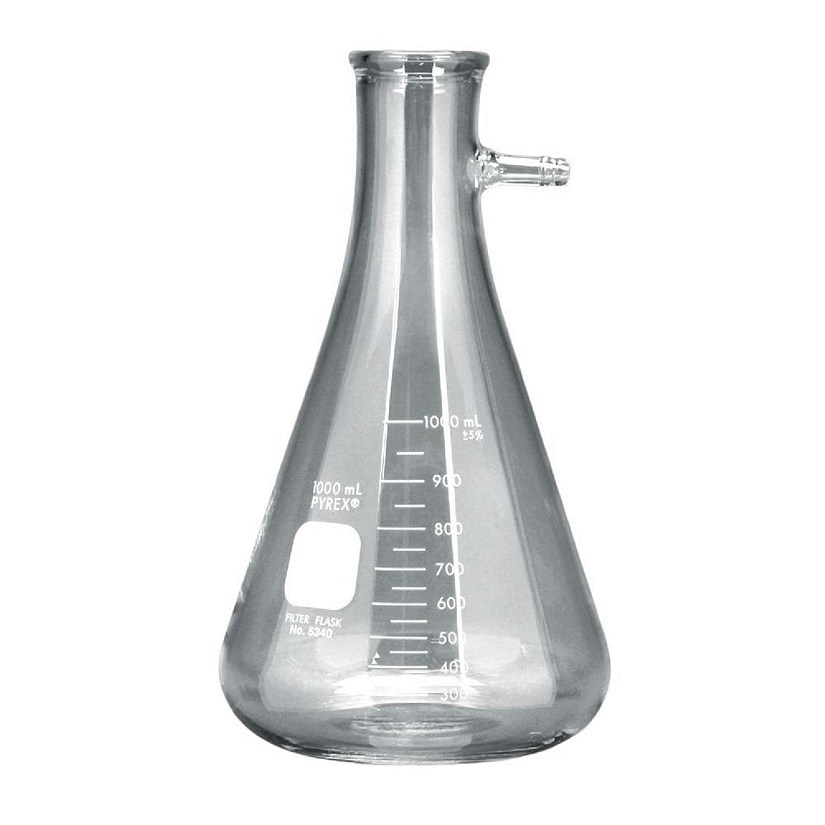 Pyrex   Glass Filtering Flask, Heavy-Walled, with Side Tubulation, 1,000 mL Image