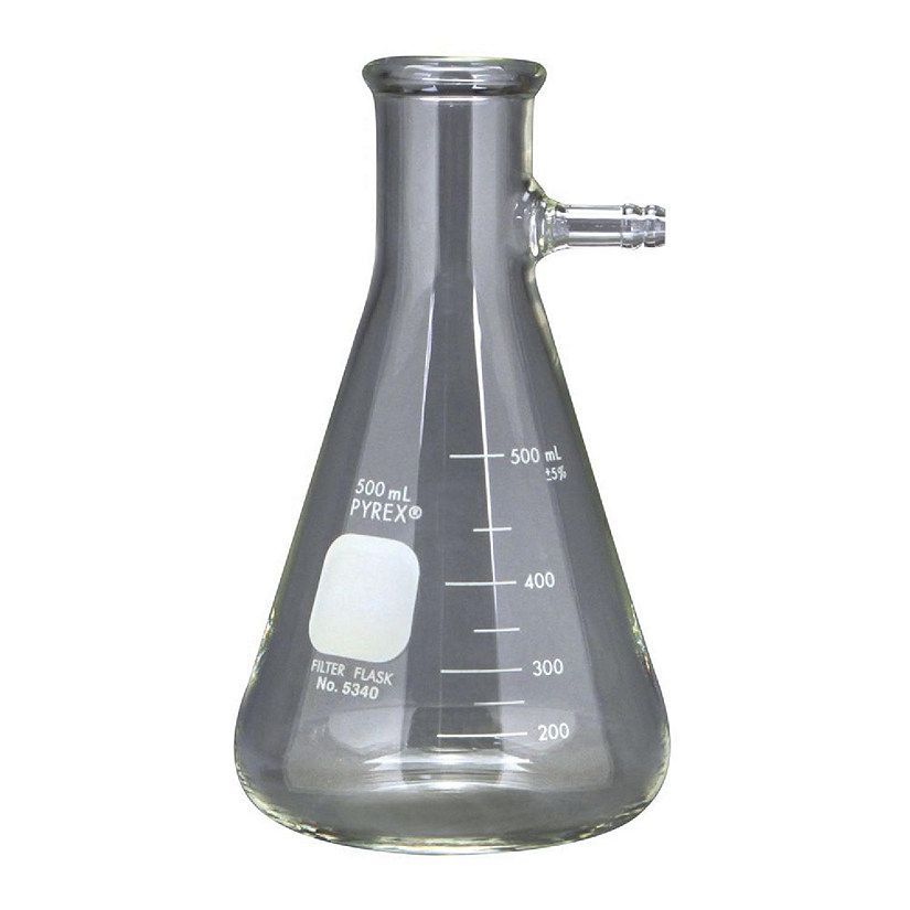 Pyrex   Glass Filtering Flask, Heavy-Walled, with Side Tubulation, 500 mL Image