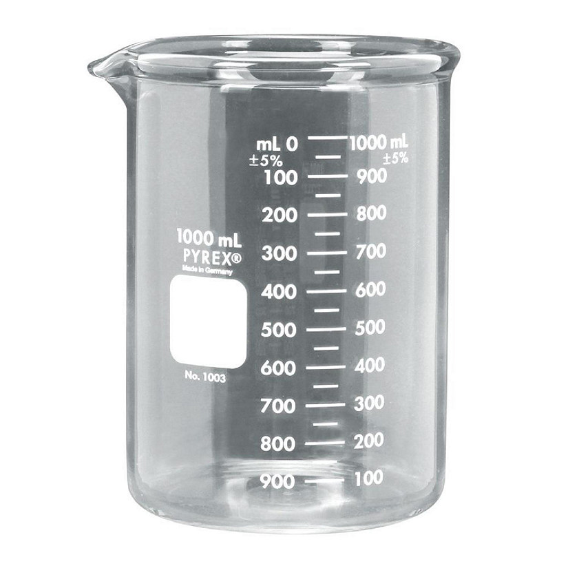 Pyrex   Glass Griffin Beaker, Low Form, Heavy Duty, 1,000 mL Image