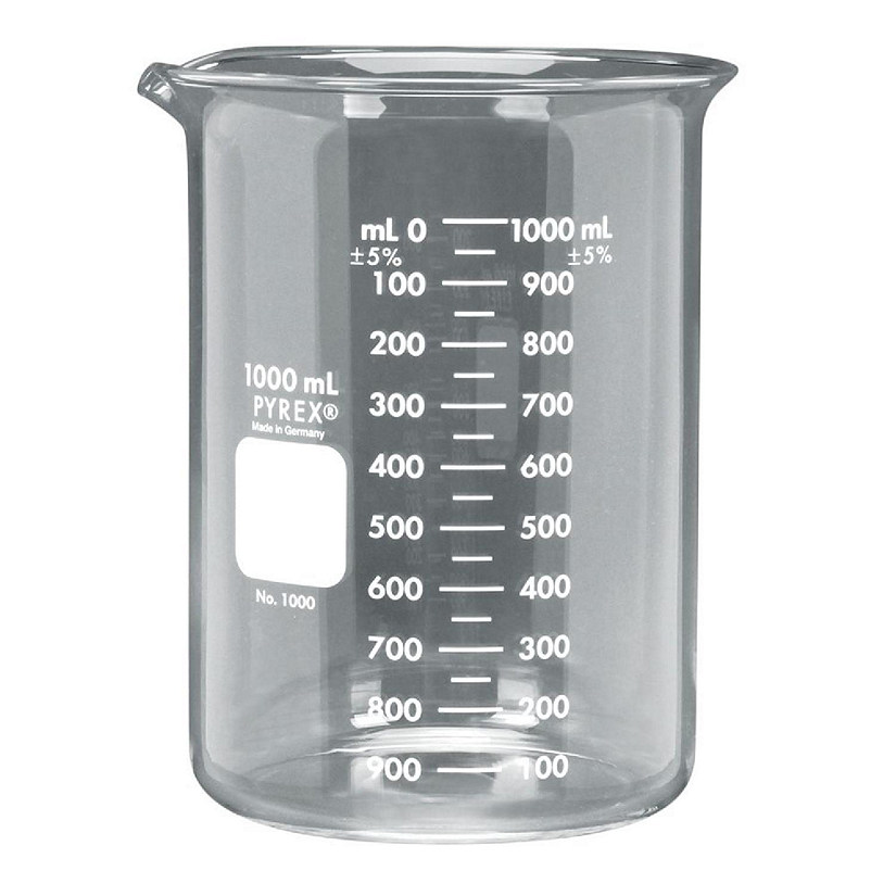 Pyrex   Glass Griffin Beaker, Low Form, Measuring, 1,000 mL Image