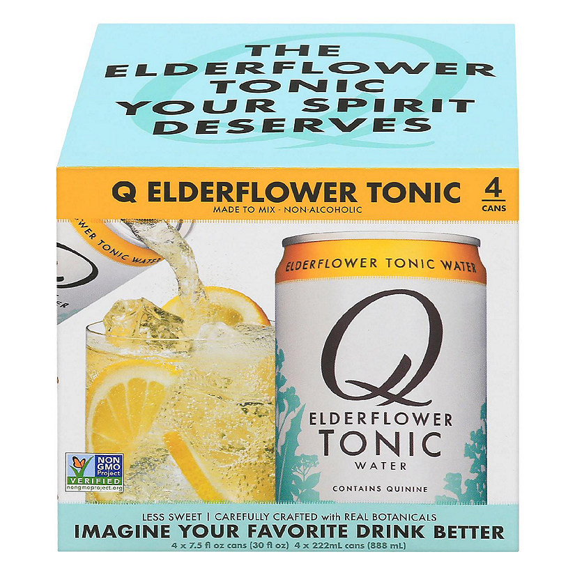Q Drinks - Tonic Water Can 4pk Eldrflw - Case of 6-4/7.5 OZ Image