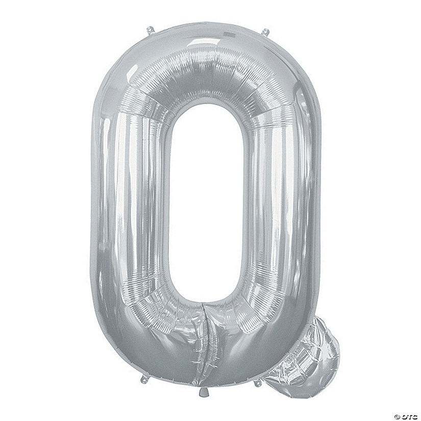 Q-Shaped Silver Letter 34" Mylar Balloon Image