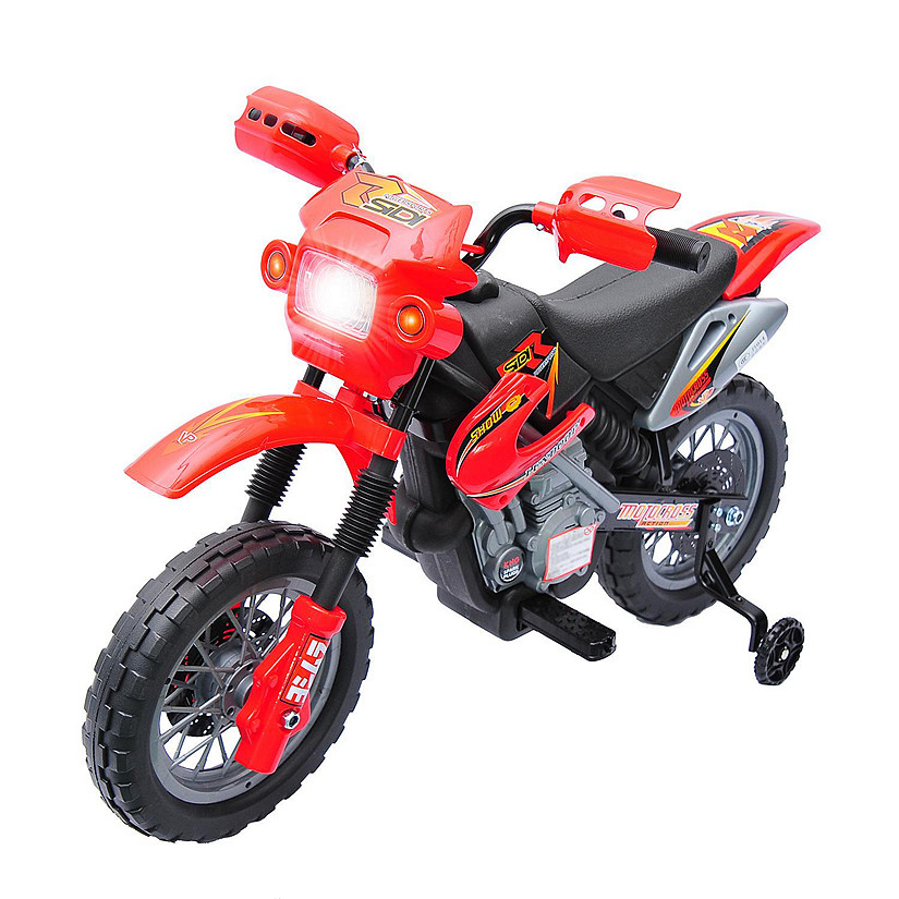 Qaba 6V Motorcycle Electric Ride On w/Training Wheels Red Image