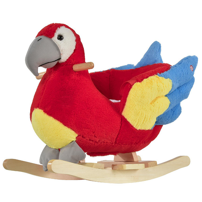 Qaba Kids Ride On Rocking Horse Toy Parrot Style Rocker with Fun Music and Soft Plush Fabric for Children 18 36 Months Image