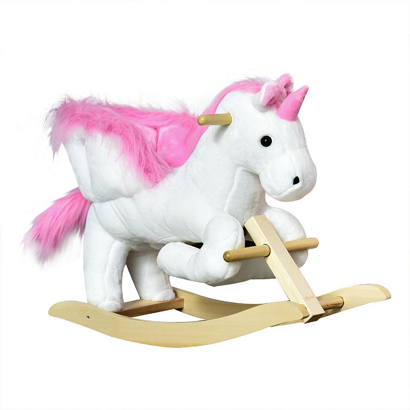 Qaba Kids Rocking Horse Plush Unicorn w/Lullby Song 18-36Mo Image