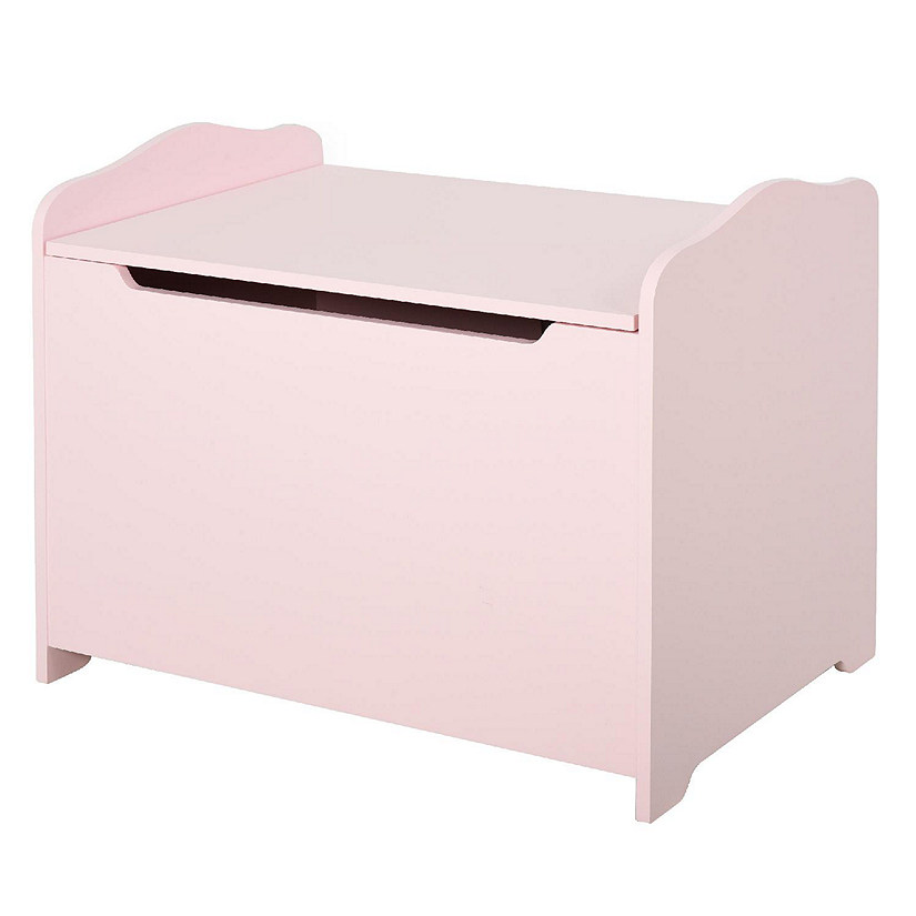 Qaba Kids Toy Chest Wooden Toy Storage Box Organizer Chest Pink