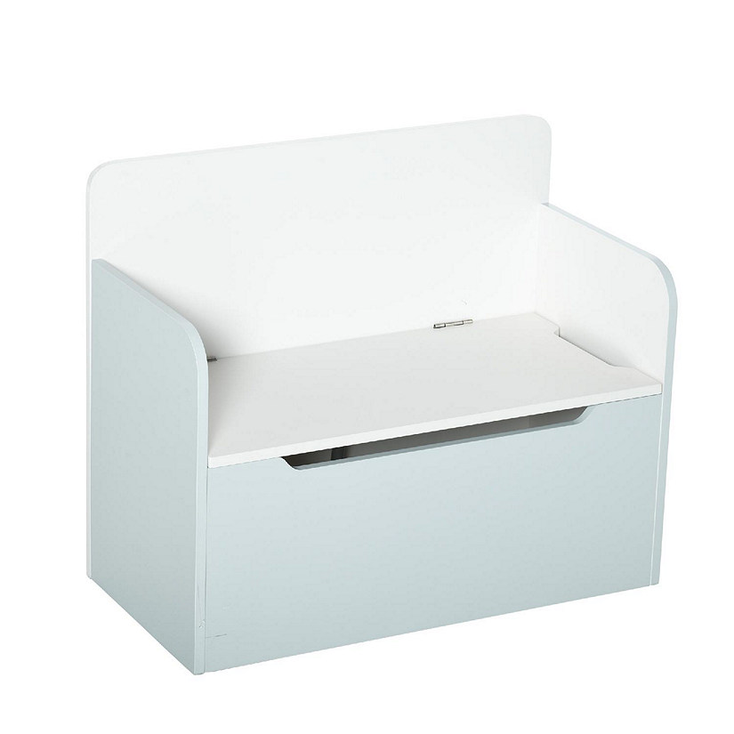 Qaba Kids Wooden Toy Storage Box Organizer Chest Chair 2 in 1 Design 23" x 12" x 20" Light White Image